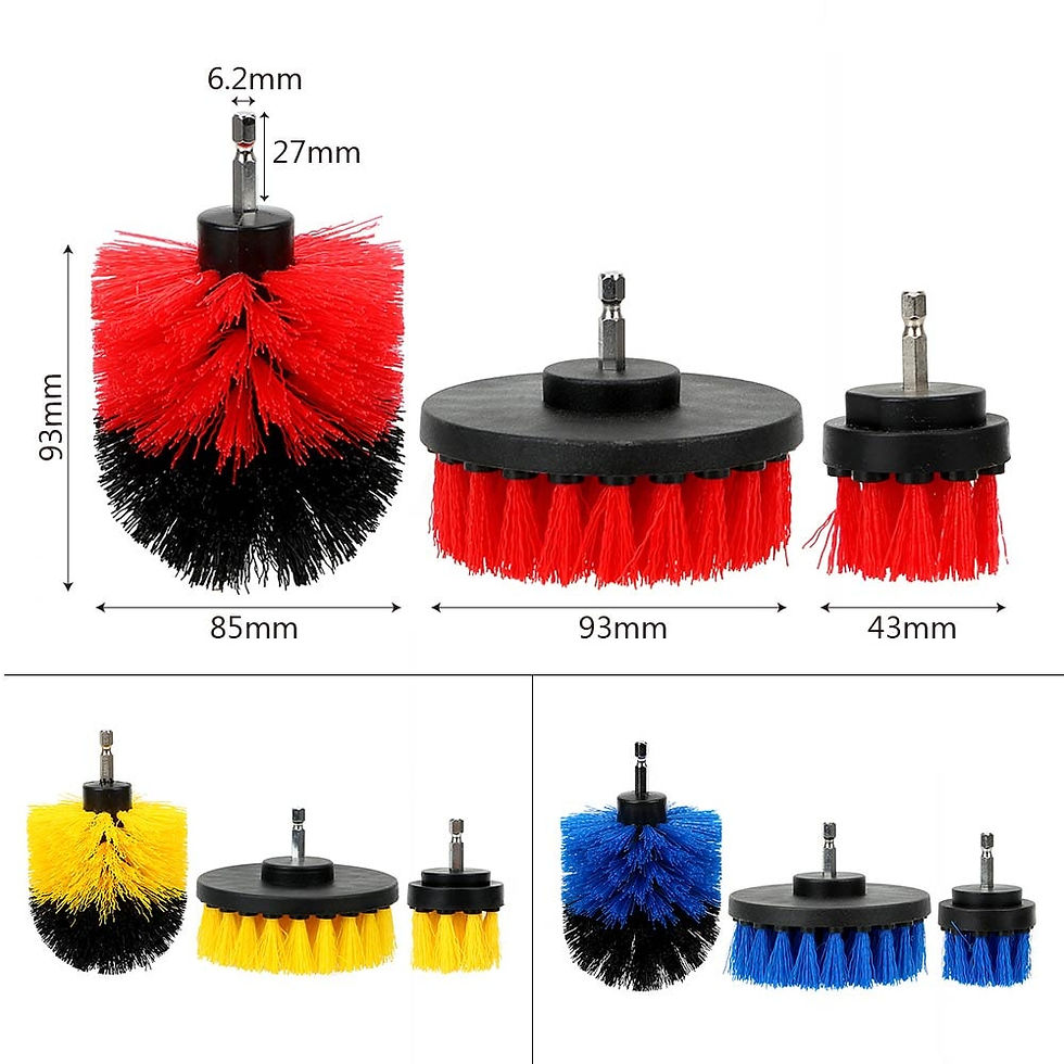 Thumbnail: 3pcs/Set Car Cleaning Tool Hard Bristle Car Auto Care Brush Scrubber Brush Kit