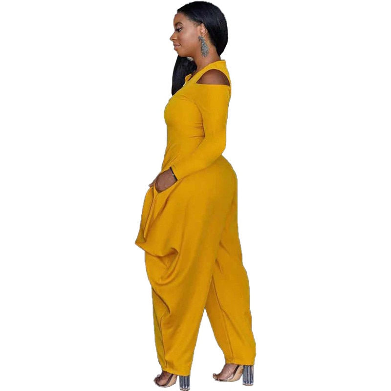 Thumbnail: Fall Women Clothes Jumpsuit One Piece Outfit Elegant Hollow Out Long Sleeve Fas