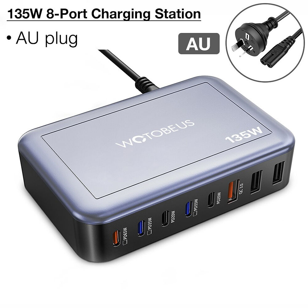 Thumbnail: 135W GaN Charging Station,WOTOBE 8-port PD Charger USB C Fast Charger PD65W 45W