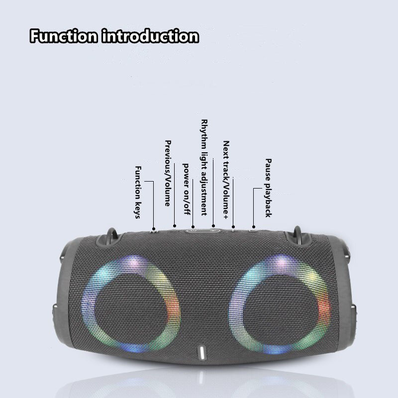 Thumbnail: 100W high power bluetooth speaker portable RGB colorful light waterproof wirele