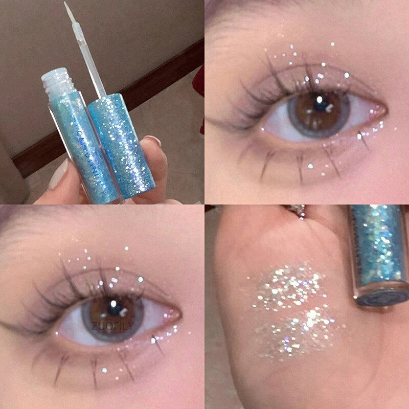 Miniatura: 1/3pcs Liquid Eye Shadow Set Pearlescent Sequins Eyeshadow Lying Silkworm Blue 