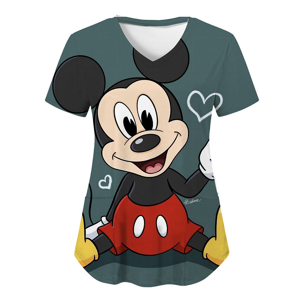 الصورة المصغرة: T Shirt V Neck T-shirts Disney T-shirt Nurse Uniform Top Women 2023 Minnie Mous