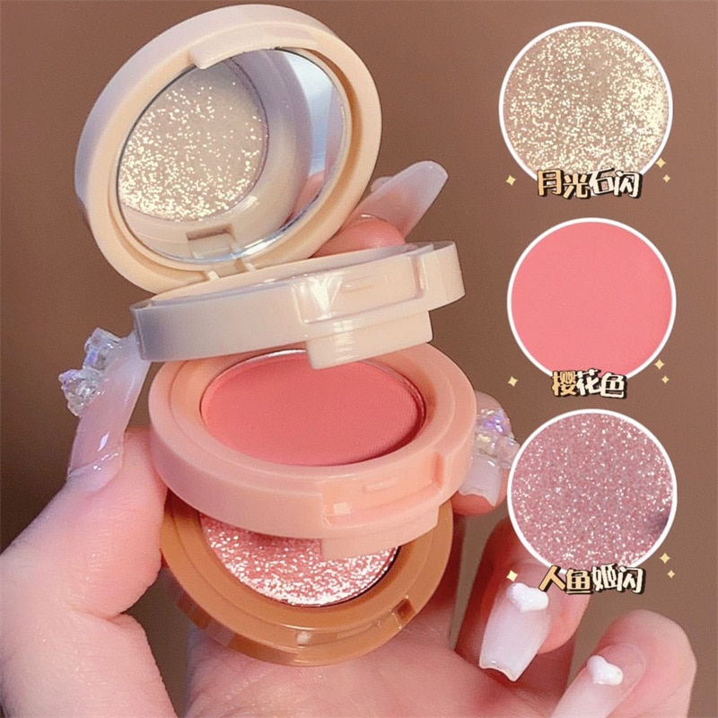 Miniatura: 4 In 1 Matte Highlighter Blush Palette Pearly Blush Shiny Silkworm Eyeshadow Sh