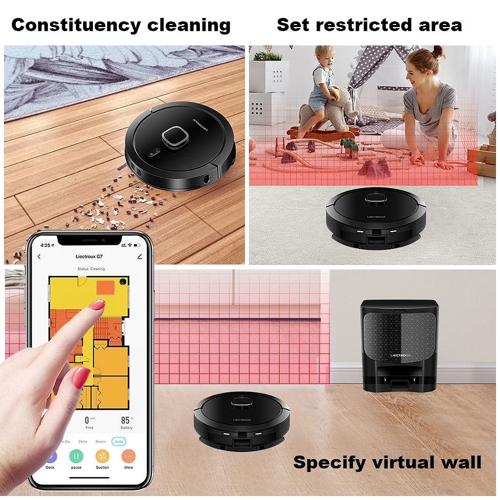 Thumbnail: Liectroux G7 LDS Robot Vacuum Cleaner & Mop Combo,Self Empty,Laser Lidar Naviga