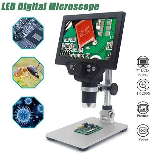 Thumbnail: 7''LCD Digital Microscope 1200X 12MP 1080P Photo/Video Zoom Microscope Metal St