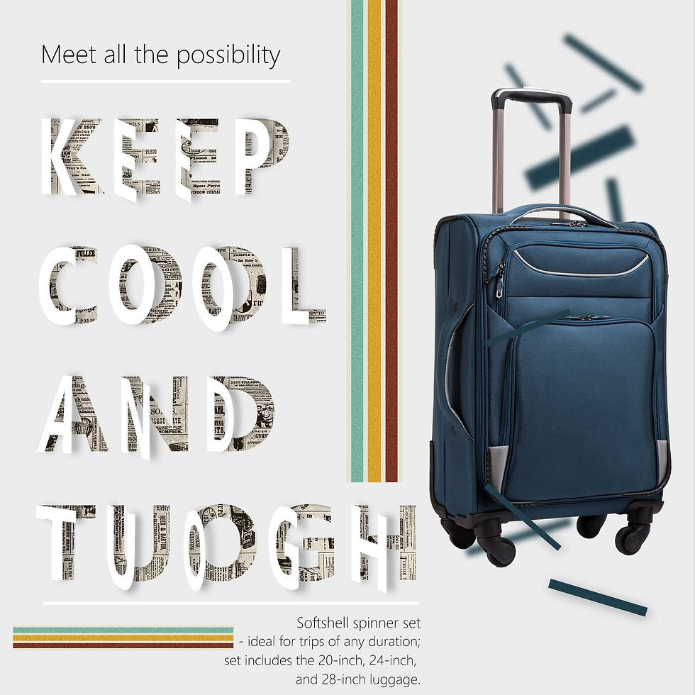 Miniatura: Coolife Luggage 3 Piece Set Suitcase Spinner Softshell lightweight (blue+sliver)