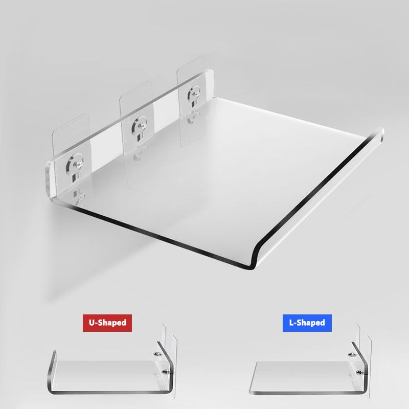 Miniaturbild: Wall Mounted Acrylic Storage Rack Shelf Clear Thick No Punching Floating Displa