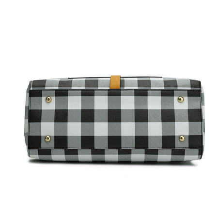 Миниатюра: MKF Collection Women's Vegan Leather Checkered Satchel Bag with Wallet 2 Piece 