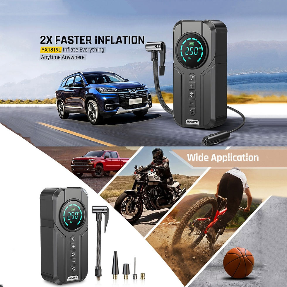 الصورة المصغرة: BUVAYE Car Inflator Tire Pump Portable Car Air Compressor for Motorcycles Bicyc