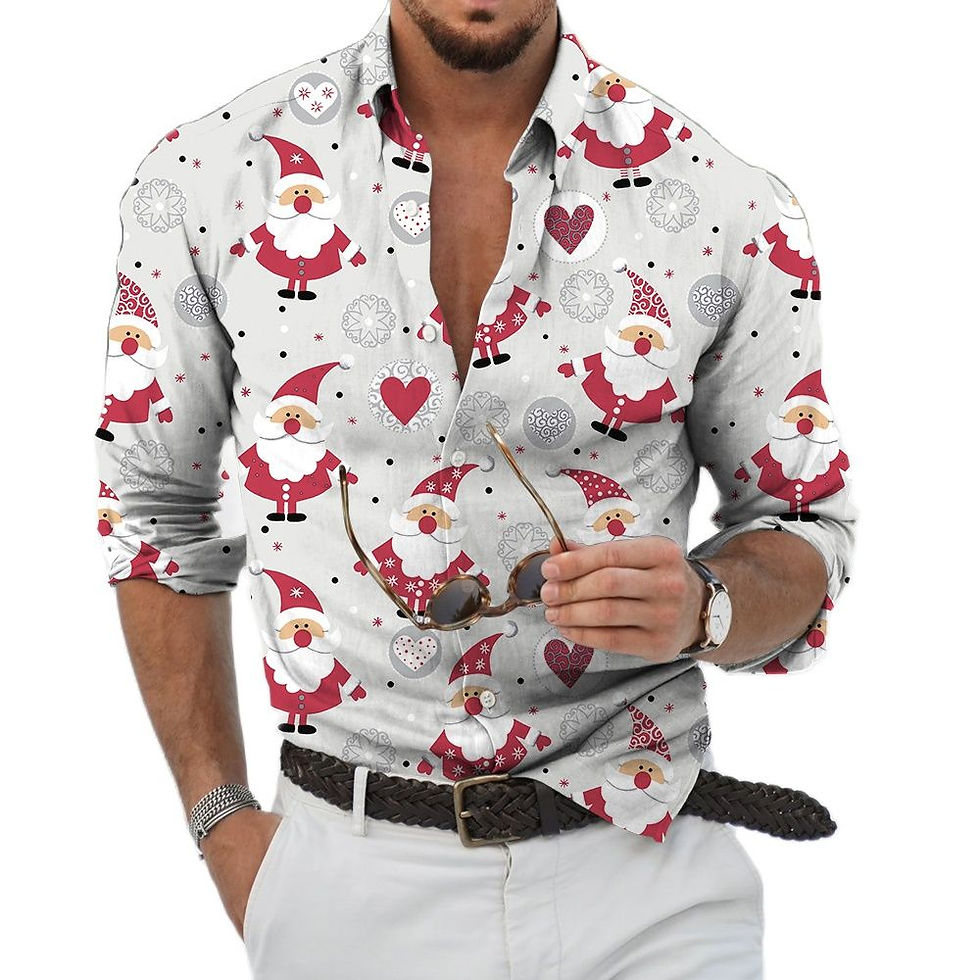 Thumbnail: Men's Shirt 3D Christmas Element Print Single-Breasted Tops Snowman Graphic T S