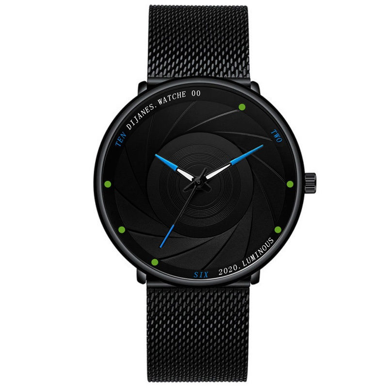 Thumbnail: Fashion Mens Watches Luxury Quartz Watch Men Casual Business Black Mesh Steel L