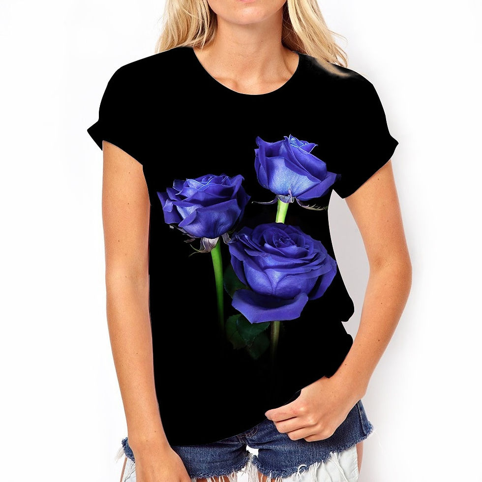 Thumbnail: New Women's T Shirt 3D Flower Print Short Sleeve Top Fashion Casual Harajuku T-