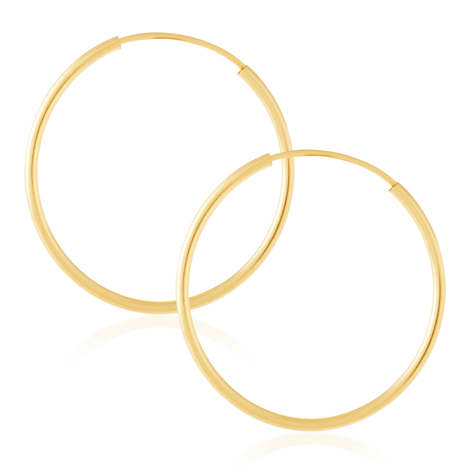 14k Yellow Gold Women's Endless Tube Hoop Earrings 1mm Thick x 20mm Diameter
