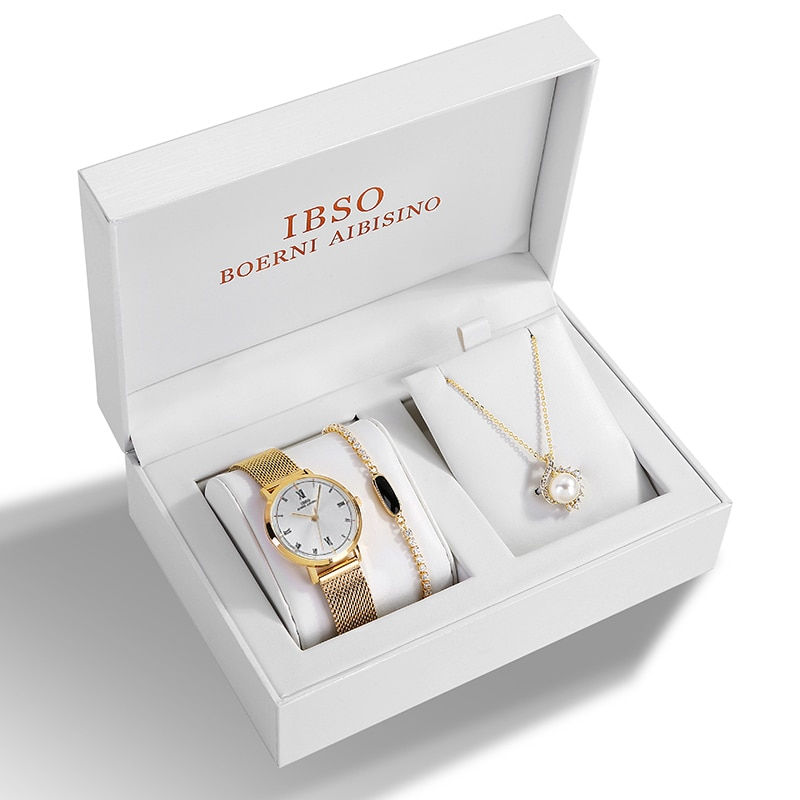 Thumbnail: Women's Quartz Watch Set Crystal Bracelet Necklace Watch Sets Female Jewelry Se