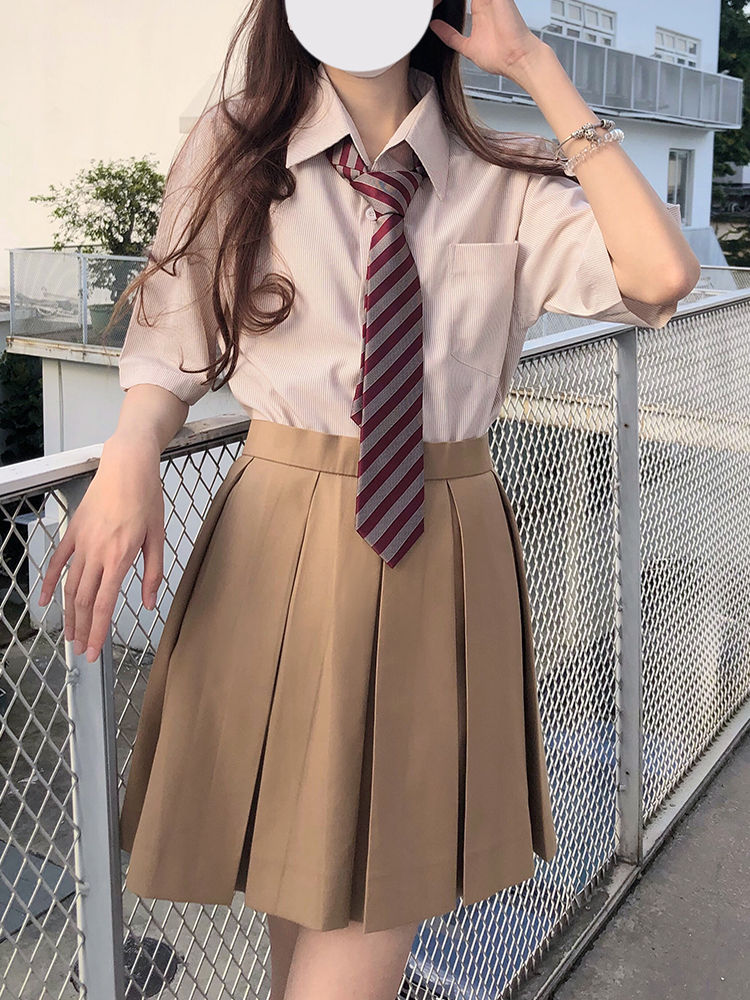 Thumbnail: Original jk shirt uniform women's striped shirt white and blue top women's shor