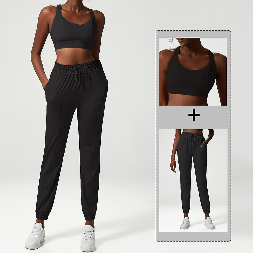 Thumbnail: 2/3 Picecs Yoga Set Women Breathable Loose Fitness Suit Zipper Jacket Sexy Bra 