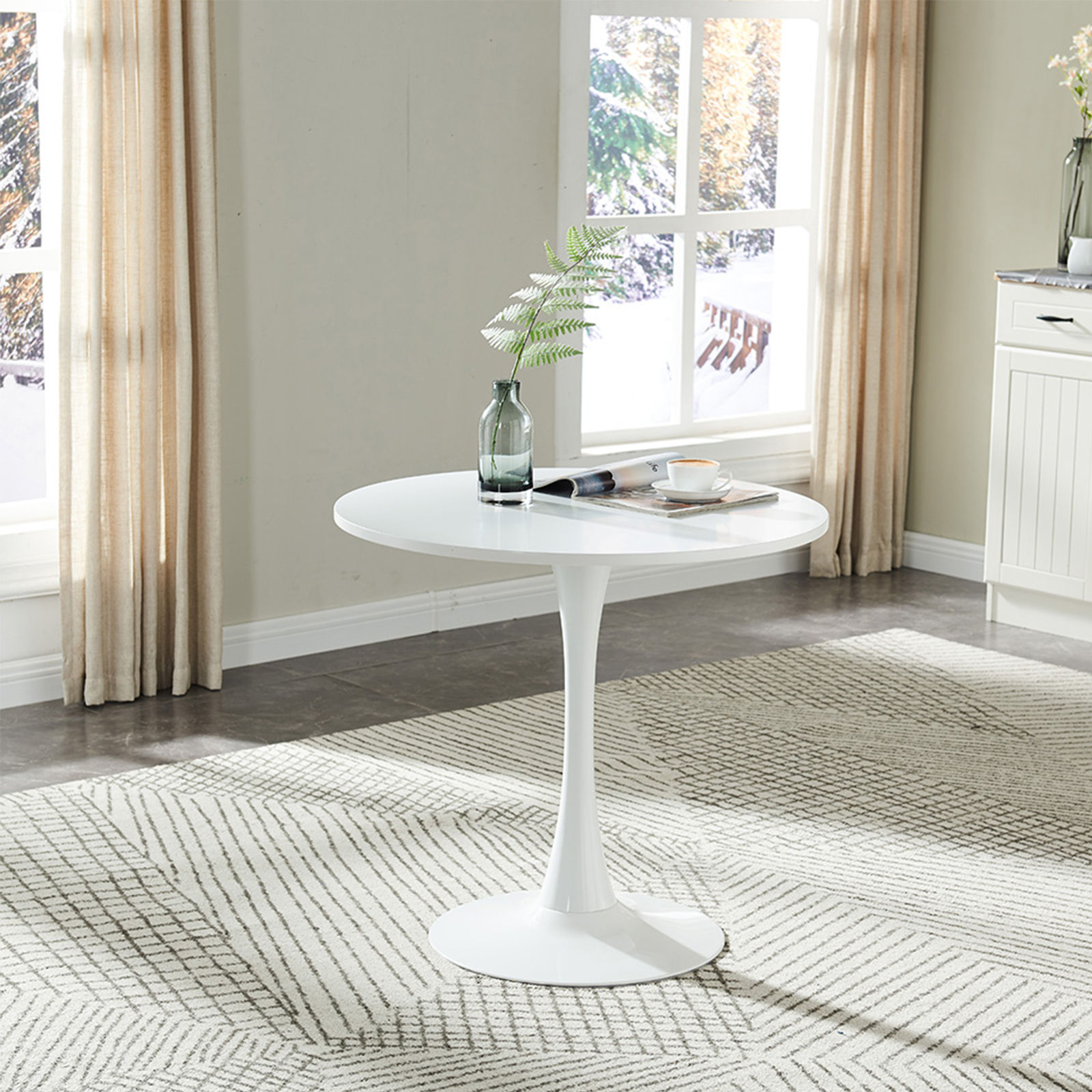 Surmoby Round Tulip Dining Table, 32" Mid-Century Kitchen Table with MDF Top an