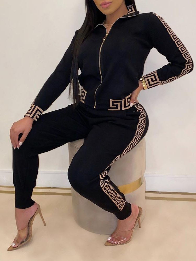 Thumbnail: Tracksuits Women Elegant Two-Pieces Suit Sets Female Stylish Plus Size Greek Fr