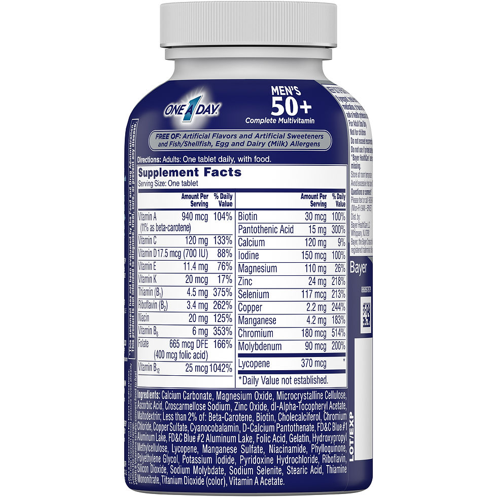 Miniature : One A Day Men's 50+ Multivitamin Tablets, Multivitamins for Men, 100 Ct Keto