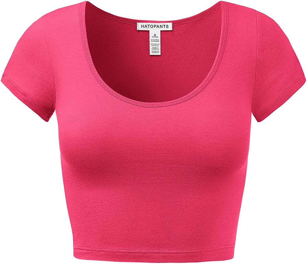 Thumbnail: Women's Cotton Basic Scoop Neck Crop Top Short Sleeve Tops