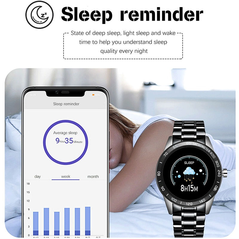 Thumbnail: LIGE Steel Band Smart Watch Men Heart Rate Blood Pressure Monitor Sport Multifu