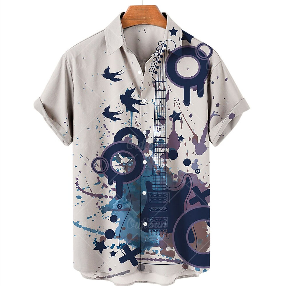 Thumbnail: Summer Guitar Stripe 3d printed shirts for Men's beach summer outdoor Shirts Lo