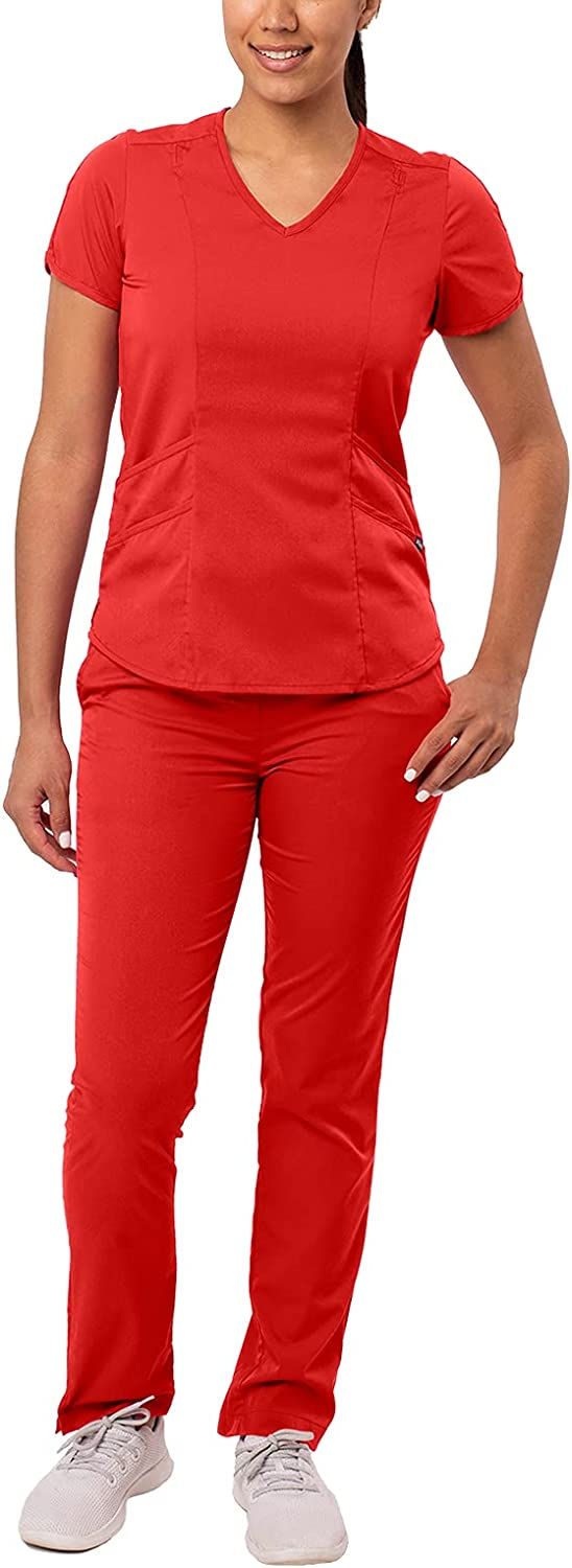 Thumbnail: Adar Pro Core Classic Scrub Set for Women - Tailored V-Neck Scrub Top & Tailore