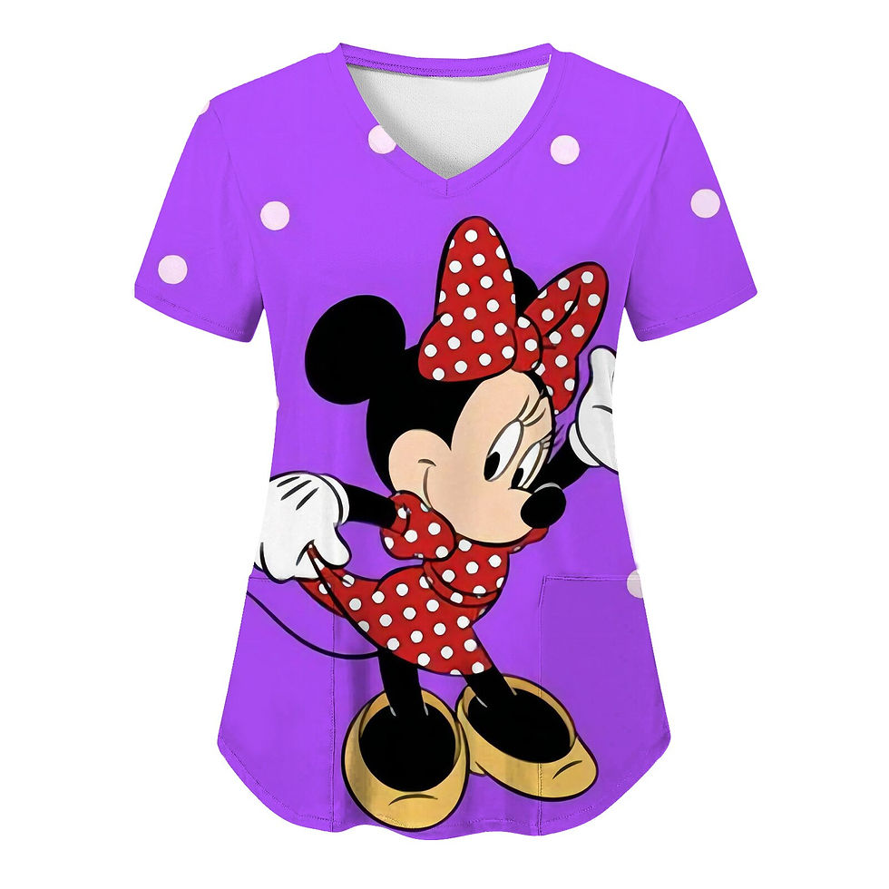 Thumbnail: Mickey T Shirts Disney Tops Hospital Top Women 2023 V Neck T-shirts Minnie Mous