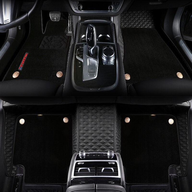 Miniature : Custom Fit Car Floor Mat Accessories Interior ECO Diamond Stripes Thick Leather