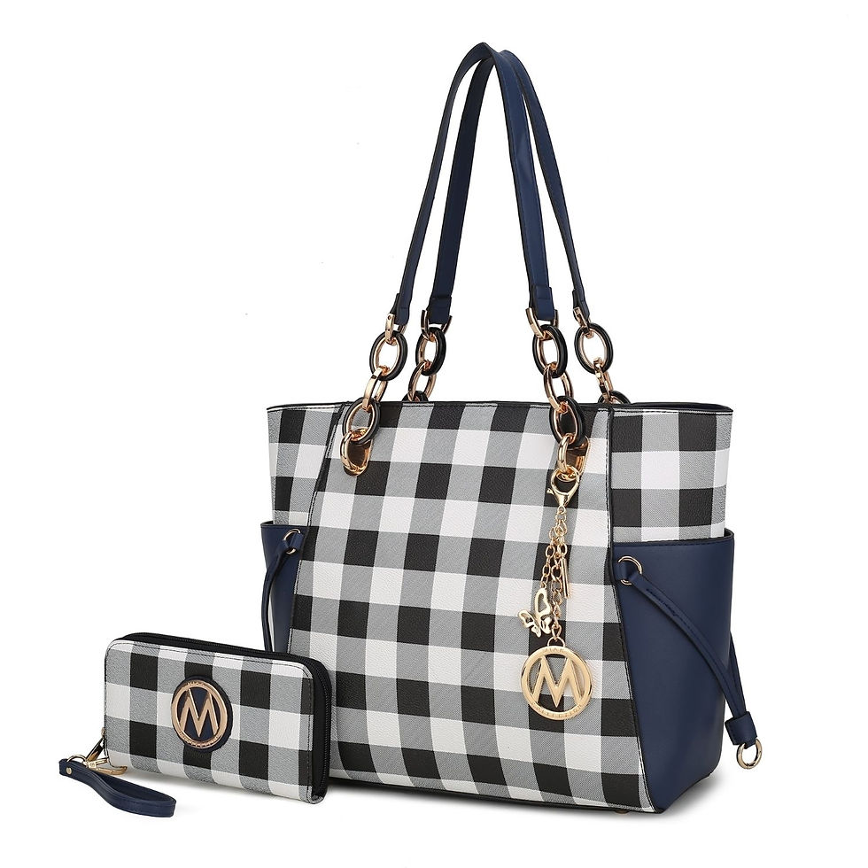 Miniatura: MKF Collection Yale Checkered Tote Handbag with Wallet by Mia K.