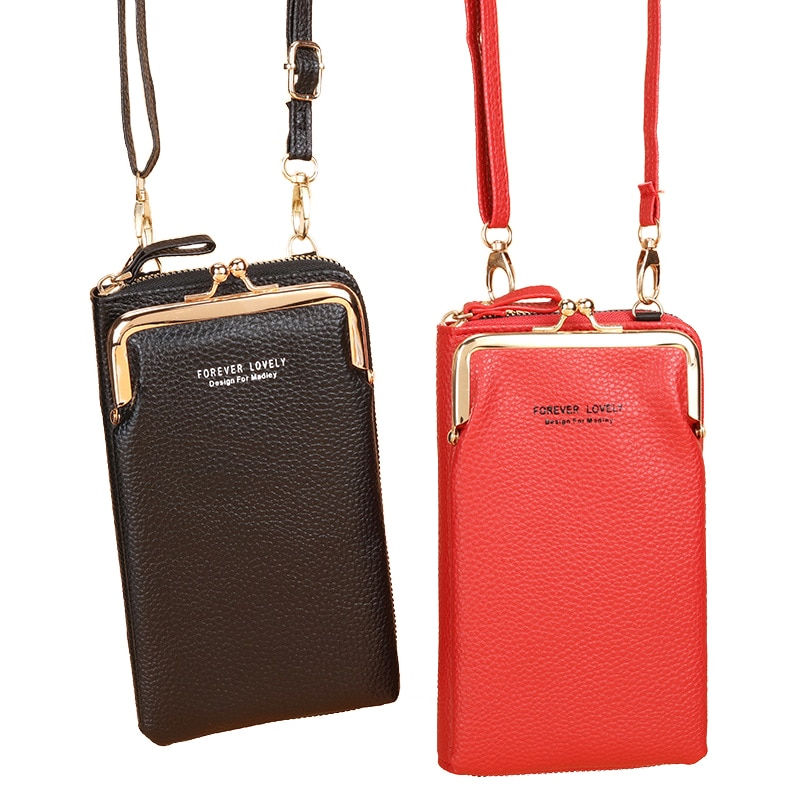 Miniature : Women Bags Soft Leather Wallets Touch Screen Cell Phone Purse Crossbody Shoulde