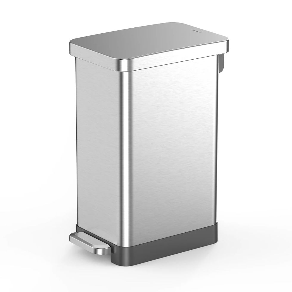 Thumbnail: 13.2 Gallon Trash Can, Stainless Steel Step On Slim Kitchen Trash Can, Silver  