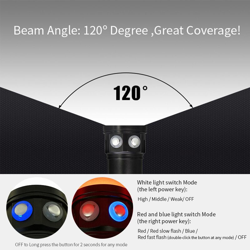 Thumbnail: LED Diving Photography Flashlight 30000Lumens Underwater Lighting 100m Waterpro