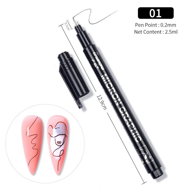 Thumbnail: 1Pc Waterproof Nail Art Graffiti Pen Abstract Lines Flower Sketch Drawing Nail 