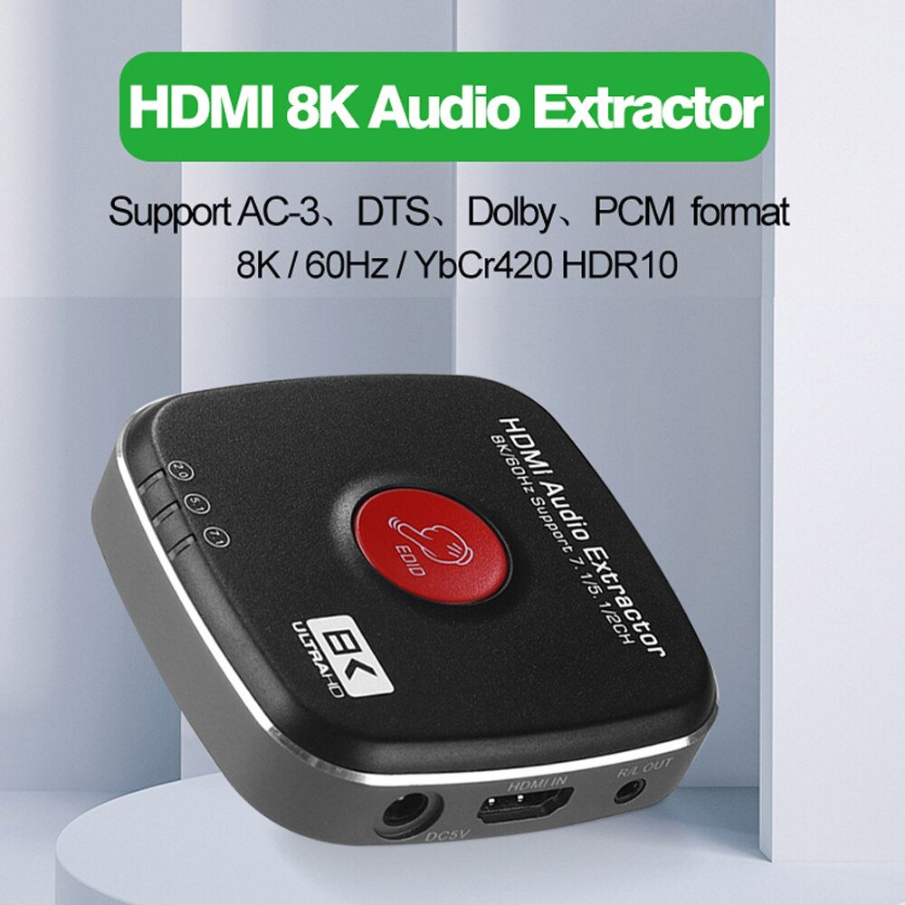 8K 60Hz HDMI 2.1 Audio Extractor Repeater EDID Digital Analog 4K 120Hz HDMI Aud