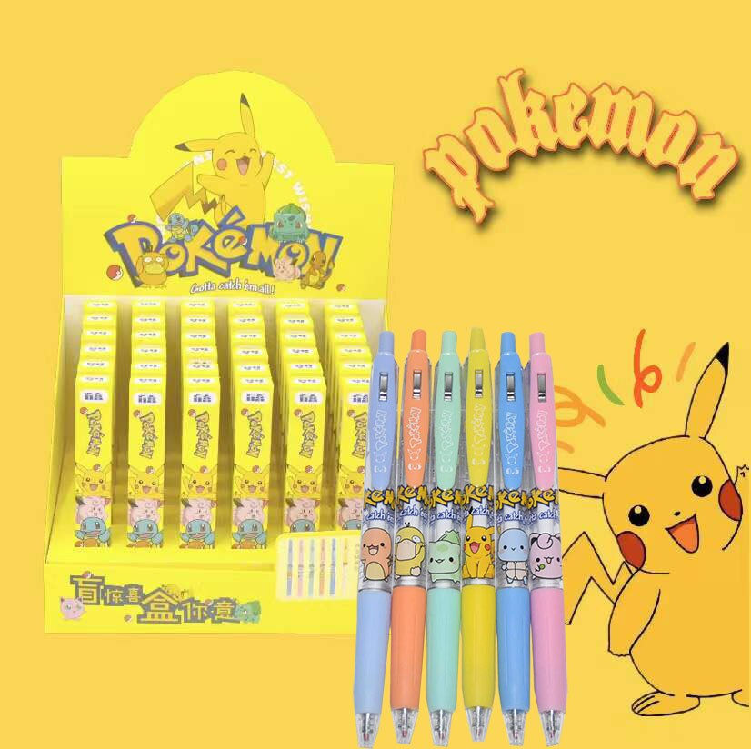 Thumbnail: Anime Pokemon Pikachu Cartoon 6pcs Blind Box Pen Student Press Core Black 0.5mm