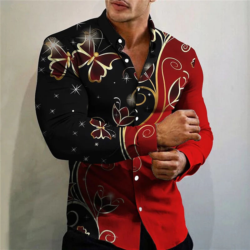 Thumbnail: Fashion Street Men Suit Shirt Outdoor Soft Comfortable Fabric Top Shirt Clear G