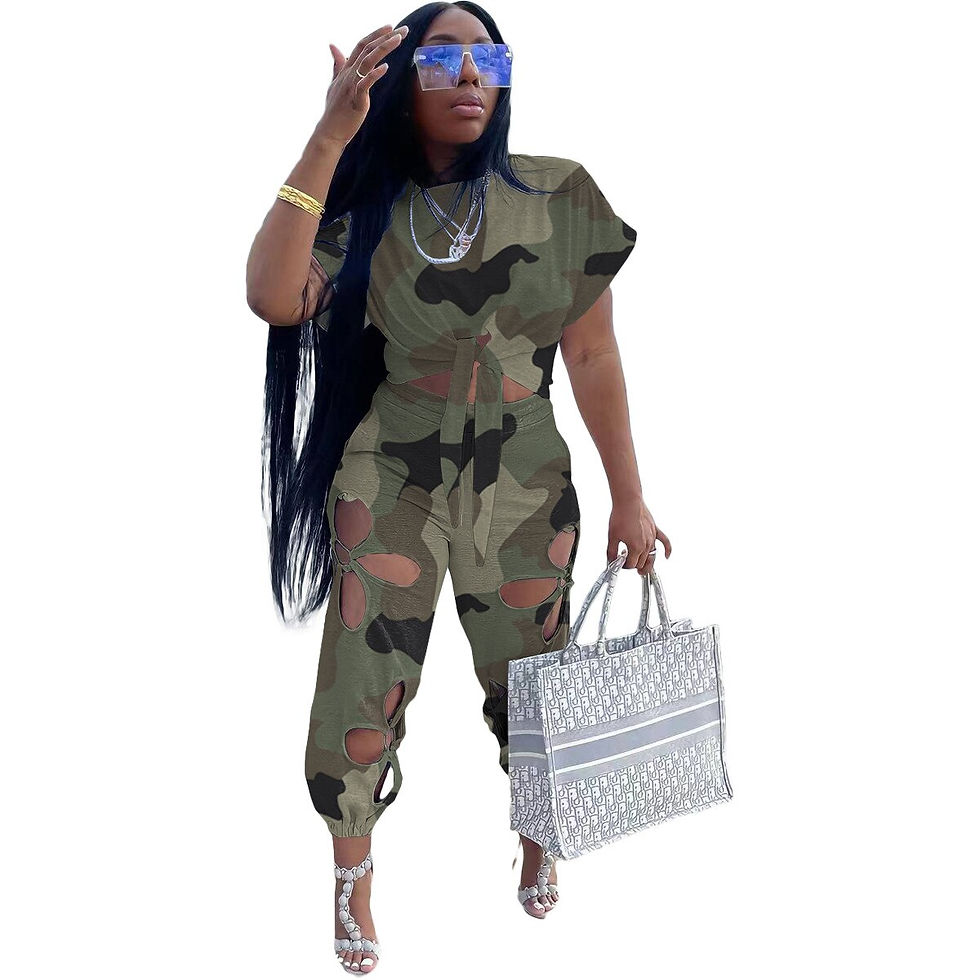 Thumbnail: Sexy Hollow Out Hole Two Piece Set Women Top and Loose Pants 2022 Summer Casual