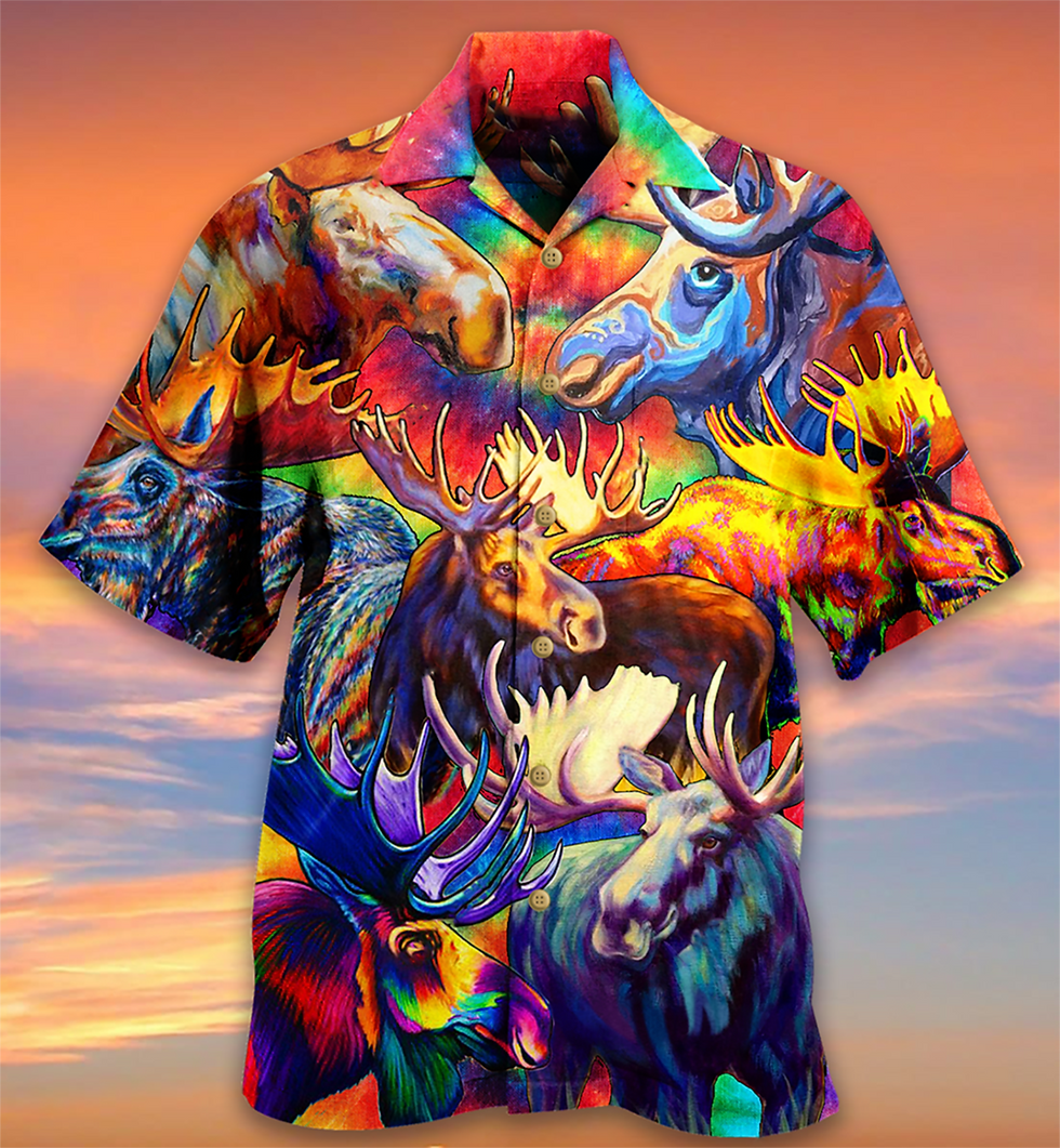 Thumbnail: Shirt For Men Beach Summer Outdoor Vintage Animal Print Lapel Short Sleeve Hawa