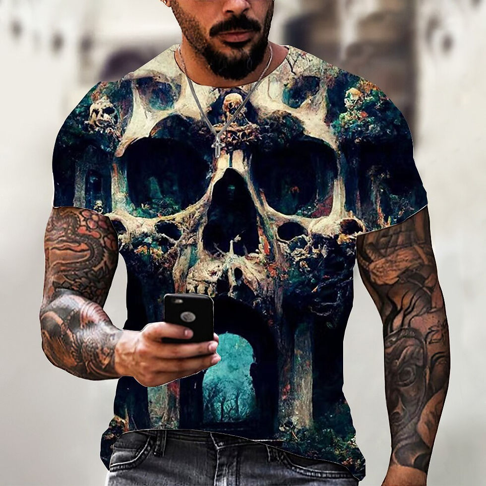 الصورة المصغرة: New Fashion Men's T-Shirt Spring Clothing Skull Graphic T-Shirts Harajuku Y2k S