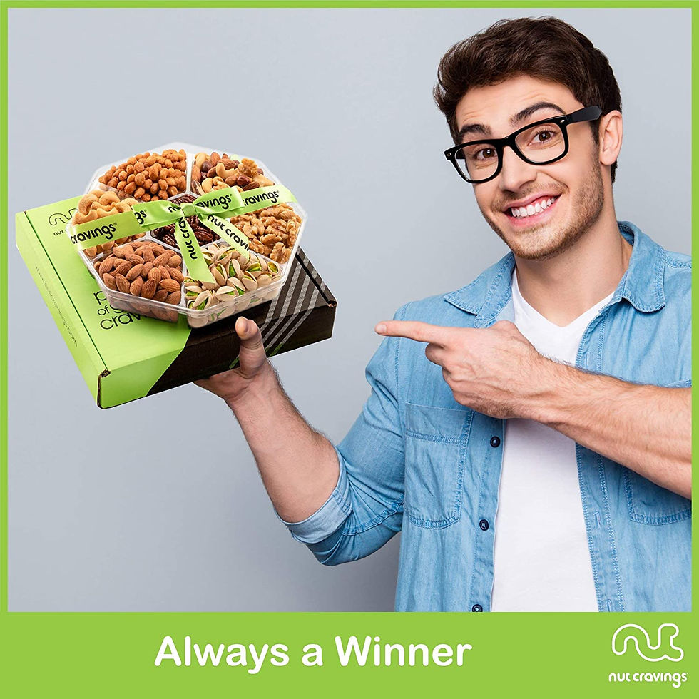 Thumbnail: Congratulations Gift Basket, Premium Gourmet Nuts Arrangement Platter (7 Assort