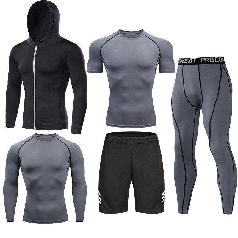 Thumbnail: Men's Compression Running Set Football Basketball Cycling Fitness Sport Wear Ki