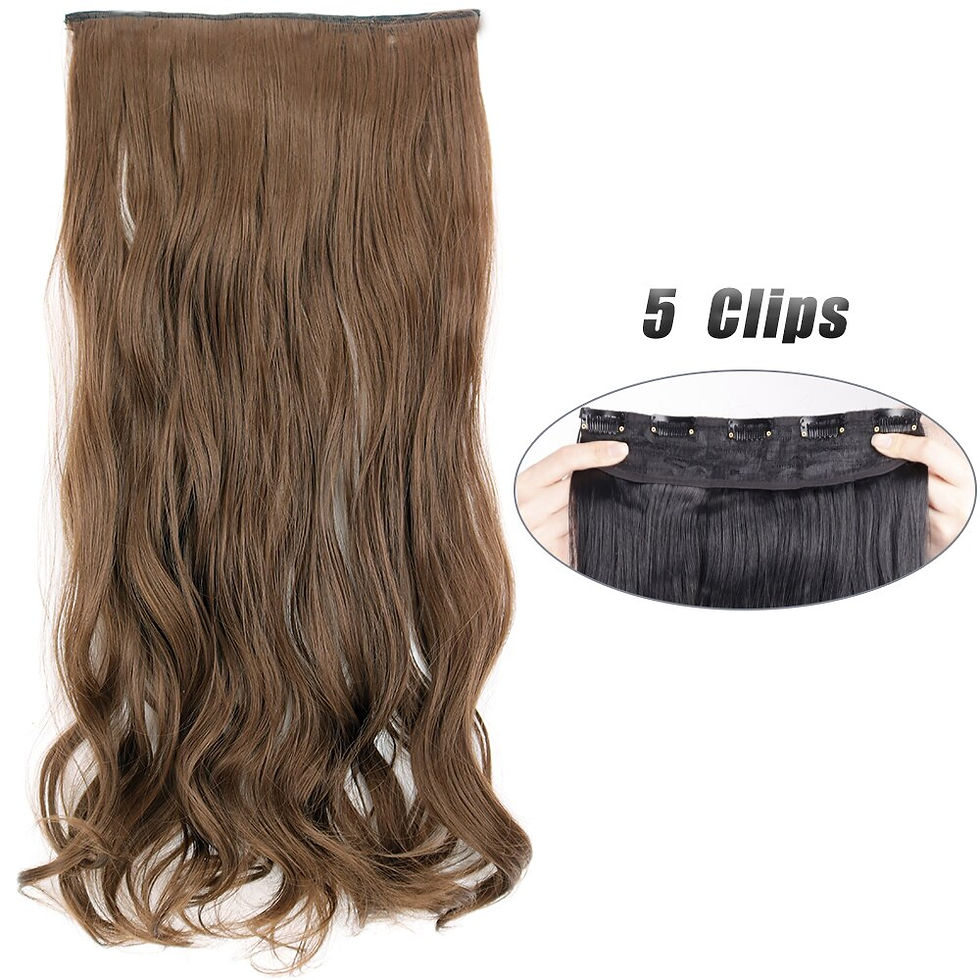 Thumbnail: Synthetic 5 Clip In Hair Extensions Long Straight Hairstyle Hairpiece Black Bro
