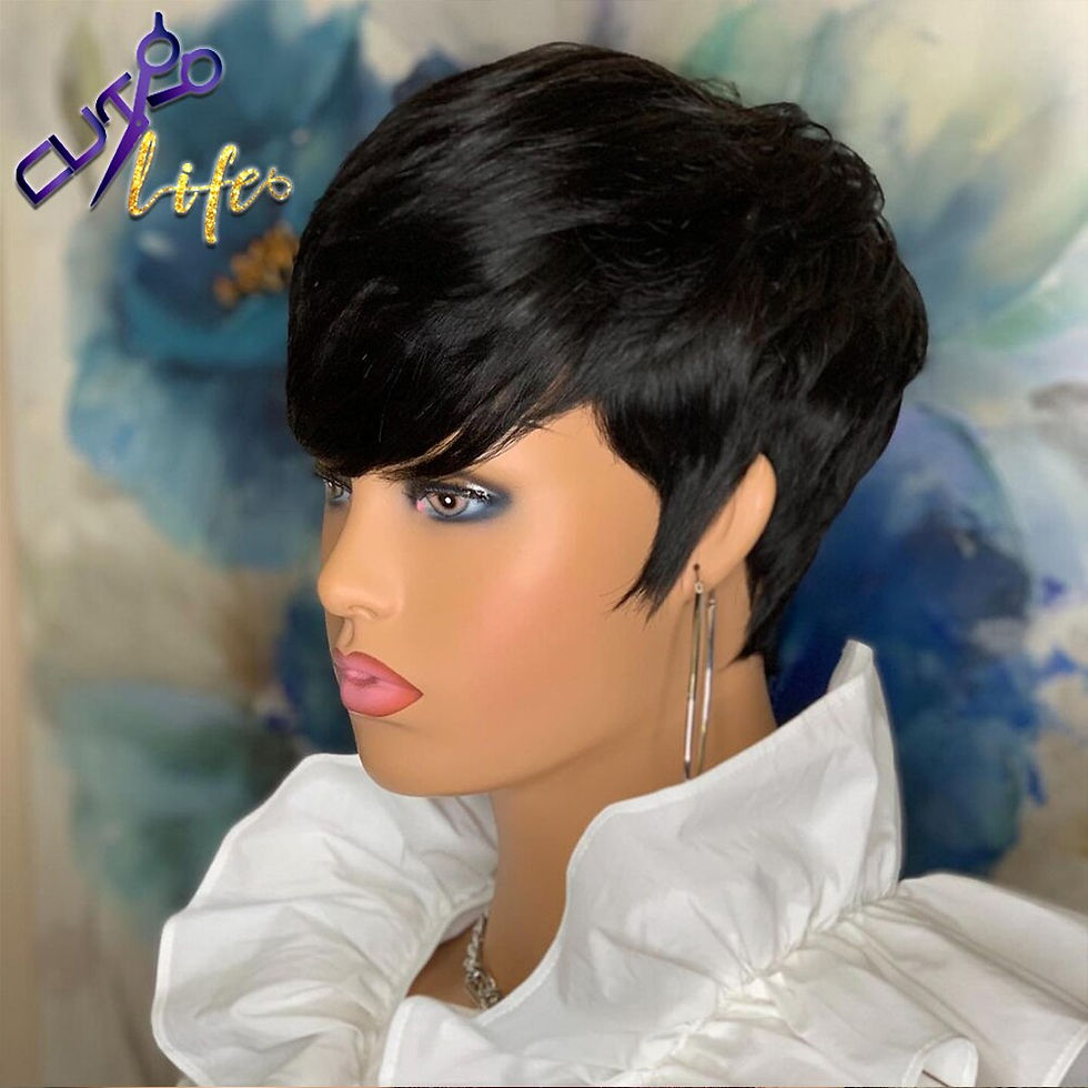 Thumbnail: Short Pixie Cut Straight Hair Wig Peruvian Remy Human Hair Wigs For Black Women