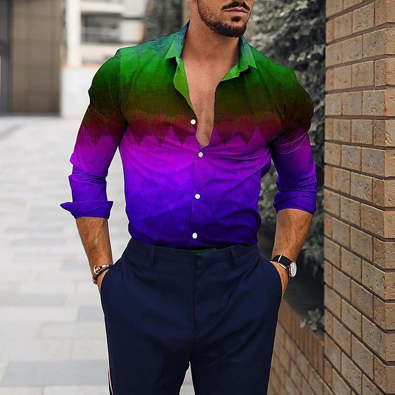 Thumbnail: Gradual Men's Shirts Fashion Collar Long Sleeve Shirts For Men Simple Casual Ma