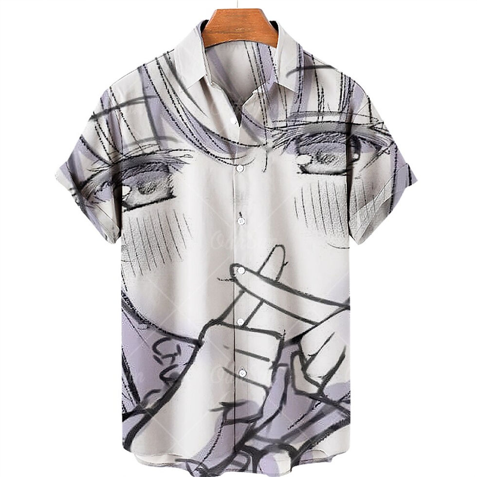 Thumbnail: New Hawaiian Designer Personality Style 3D Printing Japanese Manga Pattern Men'