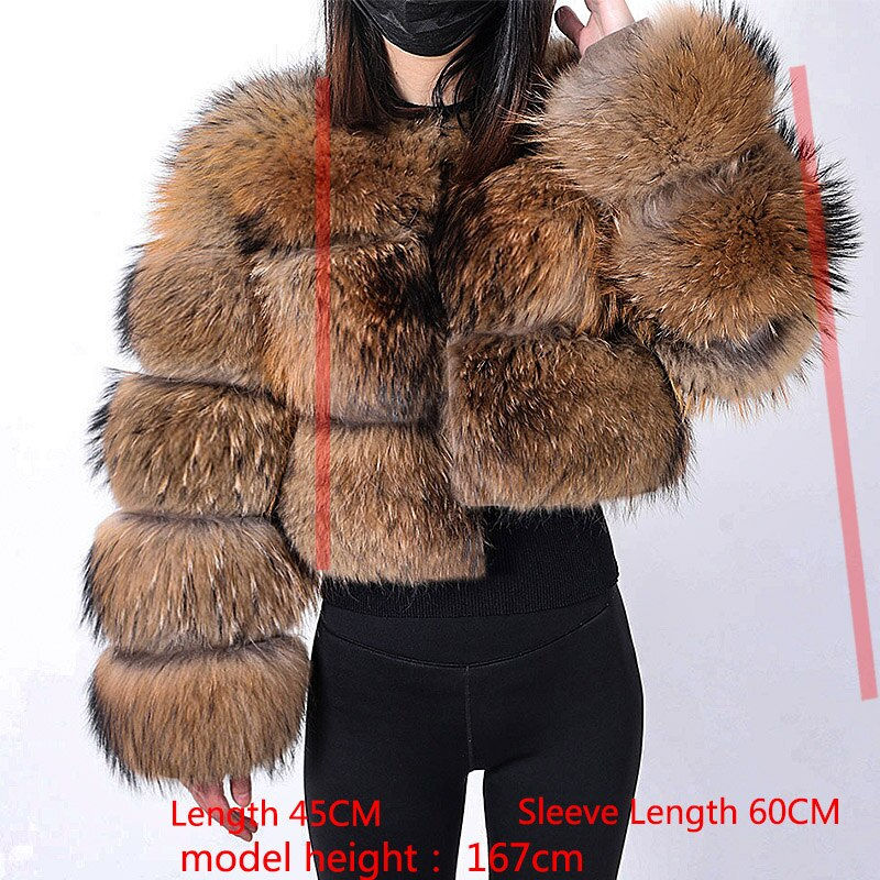 Thumbnail: Maomaokong 2022 Natural Real Raccoon Fur Coat Women Hooded  Luxury Fur Jackets 
