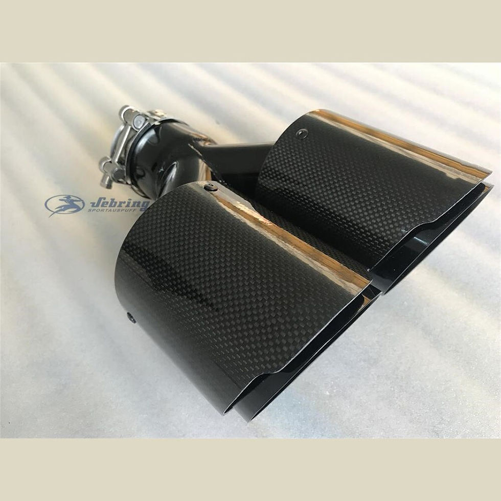 Thumbnail: carbon fibre Grilled BLACK  Stainless steel Universal DUAL Automobile exhaust p