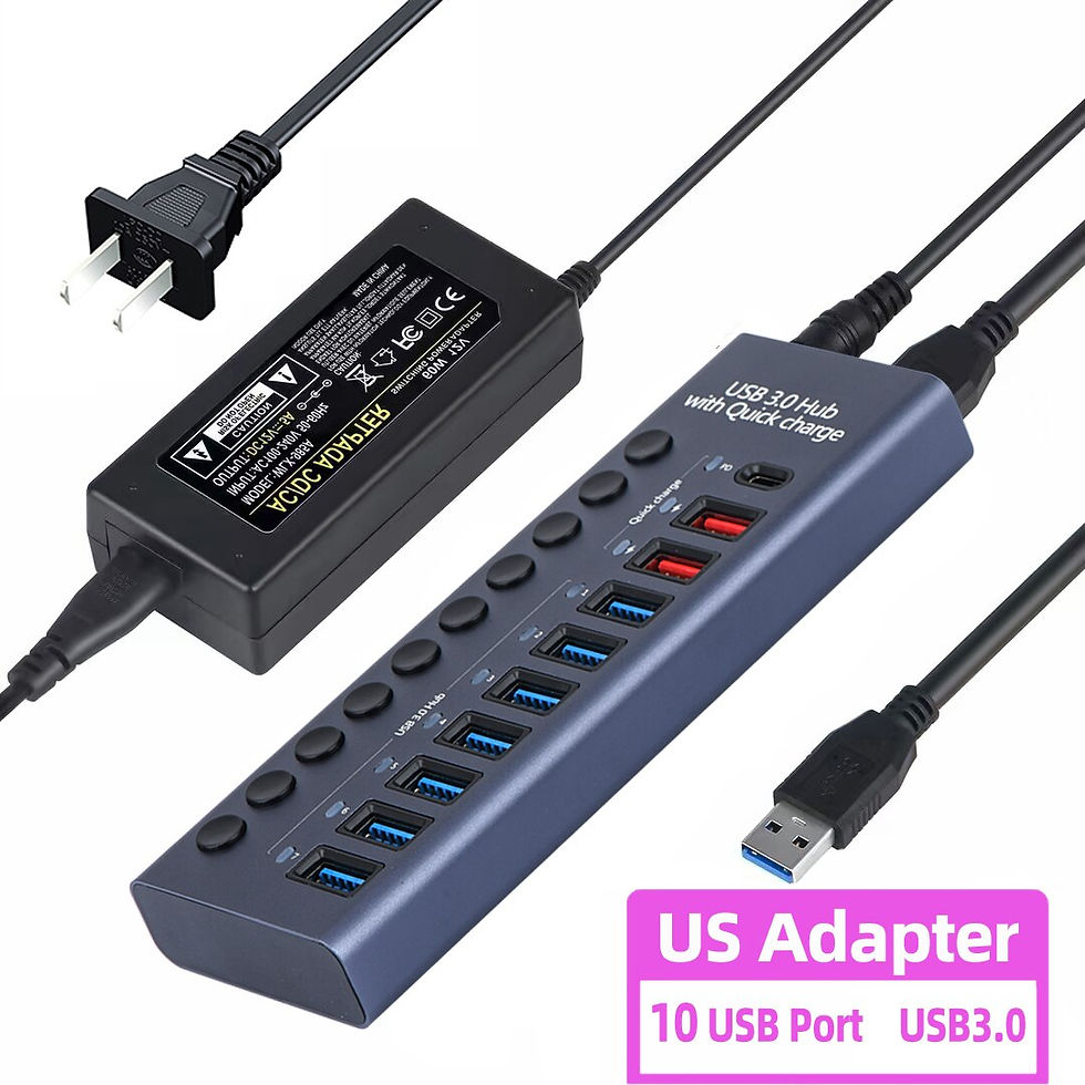 Thumbnail: 10 Ports USB3.0 Splitter Computer Extender USB HUB 2.4A Fast Charging PD Port E