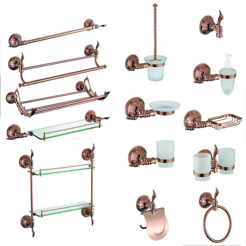 Thumbnail: Luxury gold solid brass Bathroom hardware accessory Complete set Retro European
